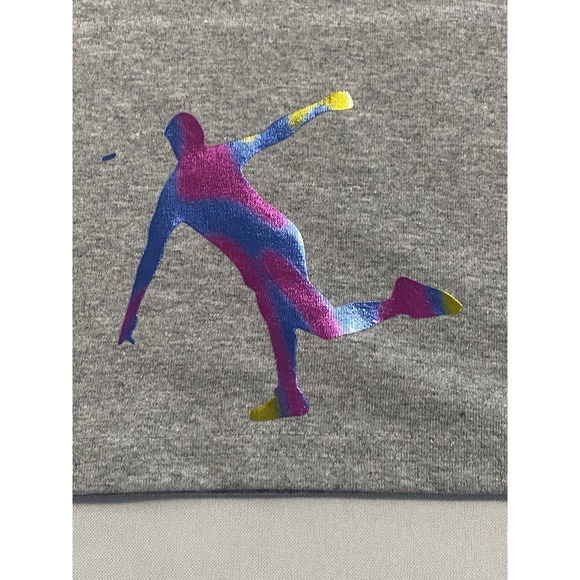 Disc Golf Shirt RAINBOW HOLOGRAPHIC BASKET Logo 2XL Graphic T-Shirt Gildan Grey - Picture 5 of 9